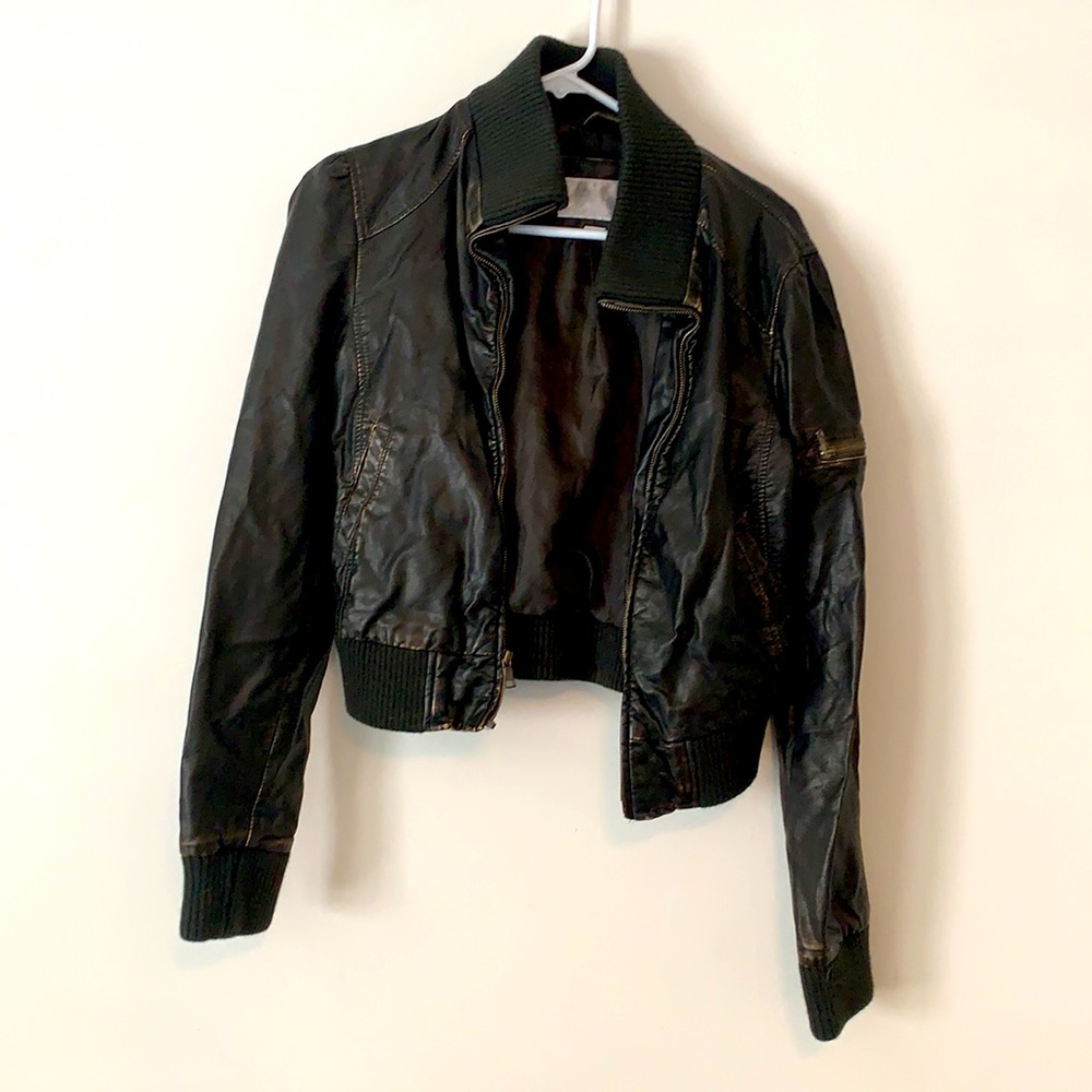 Xhiliration Faux Leather Coat, Size L